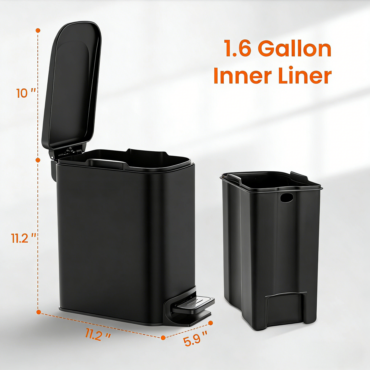 Compact Pedal-Activated Trash Can