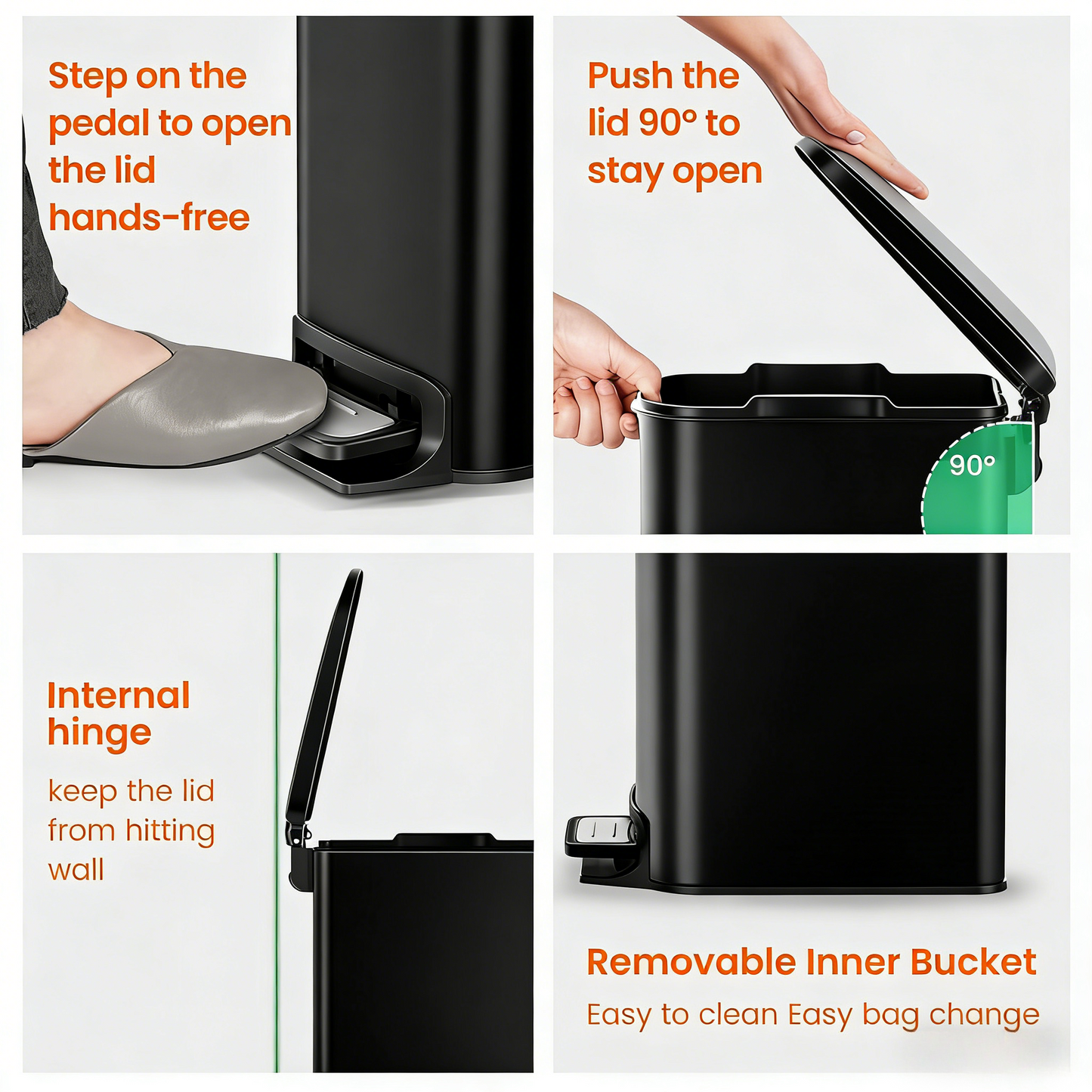 Compact Pedal-Activated Trash Can