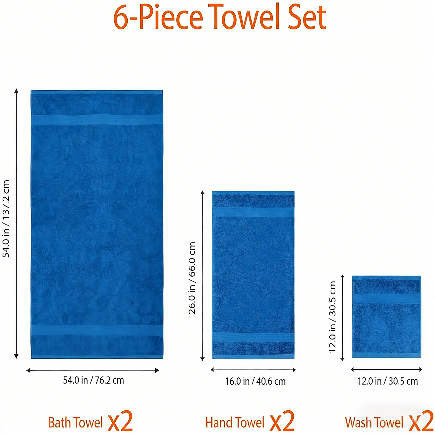 6-Piece Blue Towel Set for Bathroom