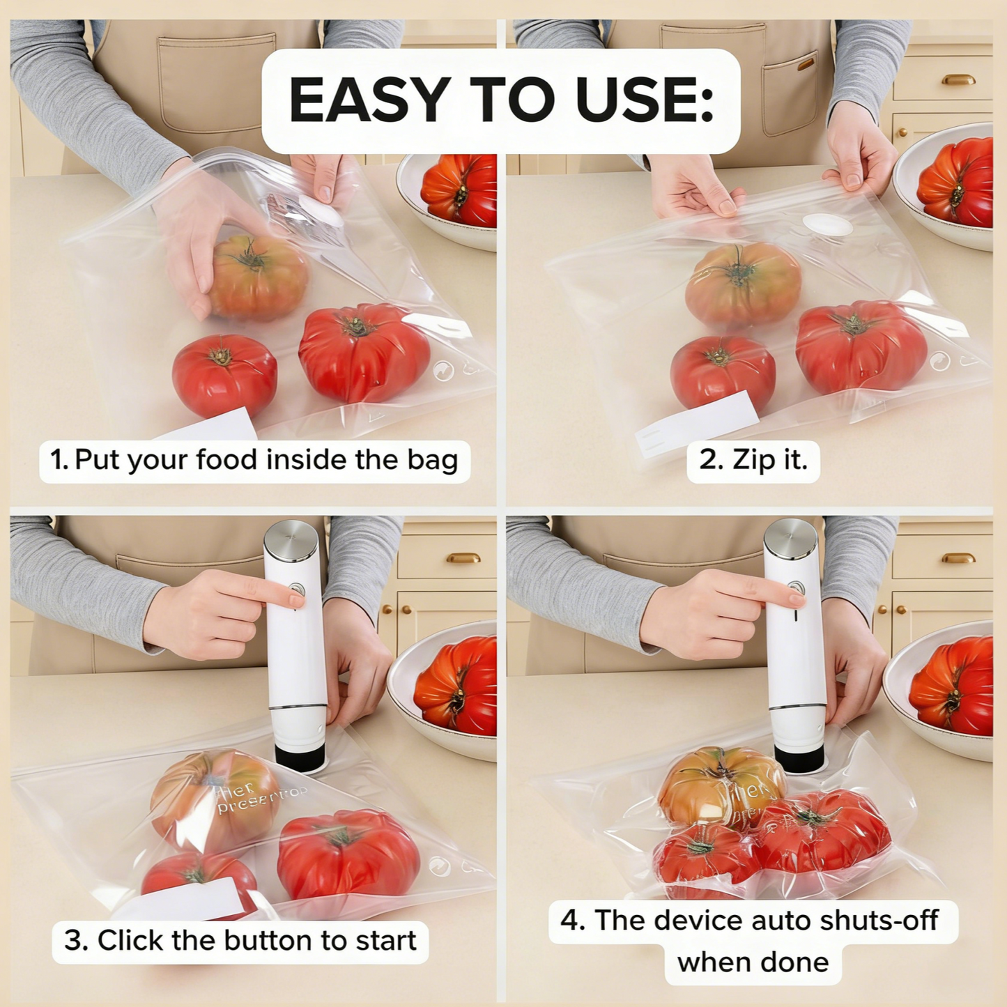 FreshLock™ Cordless Vacuum Sealer Bundle with Glass Containers & Reusable Bags